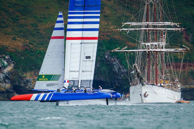 France SailGP Team helmed by Quentin Delapierre in action on Race Day 2 of the Great Britain Sail Grand Prix | Plymouth in Plymouth, England. 31st July  photo copyright Jon Super/SailGP taken at Royal Plymouth Corinthian Yacht Club and featuring the F50 class