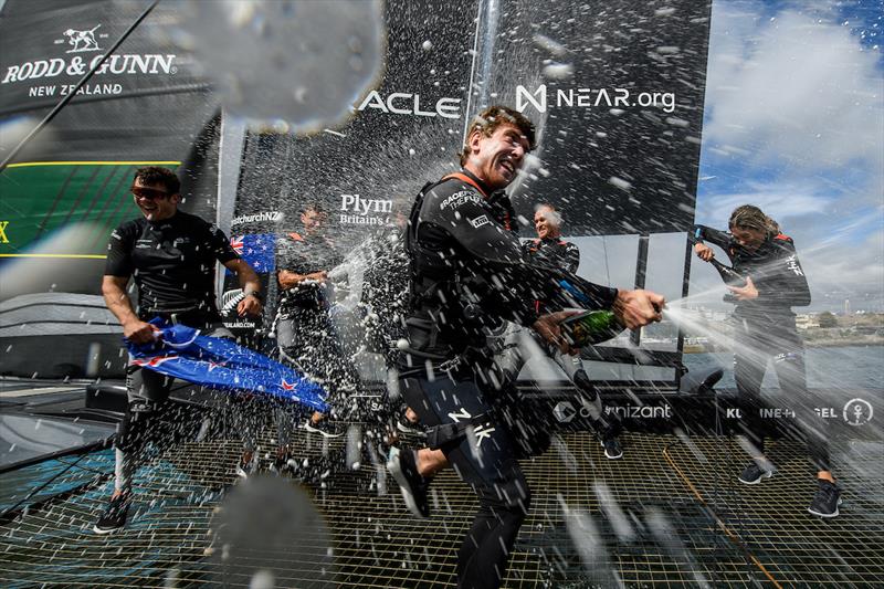 New Zealand SailGP Team celebrate winning Great Britain Sail Grand Prix on Race Day 2 of the Great Britain Sail Grand Prix | Plymouth in Plymouth, England. 31st July 2022.  - photo © Ricardo Pinto/SailGP