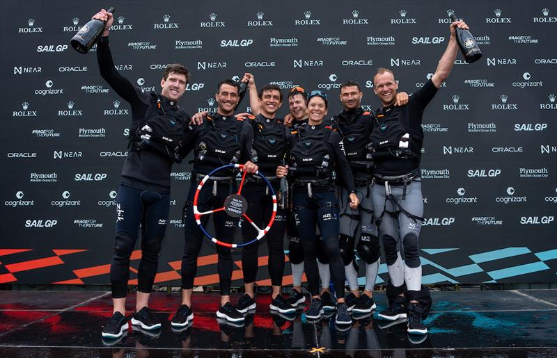 New Zealand SailGP Team celebrates winning the Great Britain Grand Prix on Race Day 2 of the Great Britain Sail Grand Prix | Plymouth in Plymouth, England. 31st July 2022  photo copyright Bob Martin/SailGP taken at Royal Plymouth Corinthian Yacht Club and featuring the F50 class