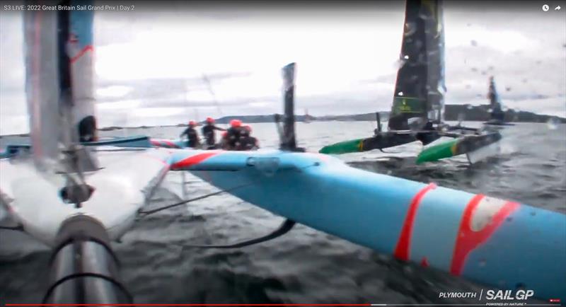 4. Onboard camera Great Britain - Australia SailGP and Great Britain SailGP - incident prior to finish Race 5 - SailGP Great Britain - July 31, 2022 photo copyright SailGP taken at Royal Plymouth Corinthian Yacht Club and featuring the F50 class