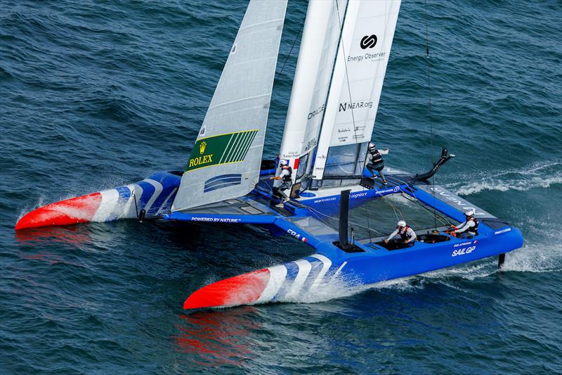 France SailGP Team FRA helmed by Quentin Delapierre in action on Race Day 2 of the Spain Sail Grand Prix in Cadiz photo copyright David Gray for SailGP taken at  and featuring the F50 class