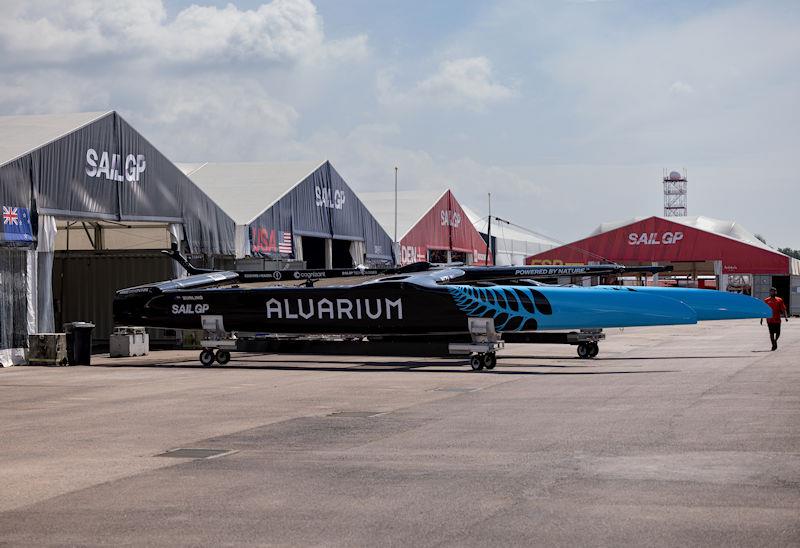 The New Zealand SailGP Team F50 catamaran at the Technical Base ahead of the Singapore Sail Grand Prix presented by the Singapore Tourism Board - photo © Felix Diemer for SailGP