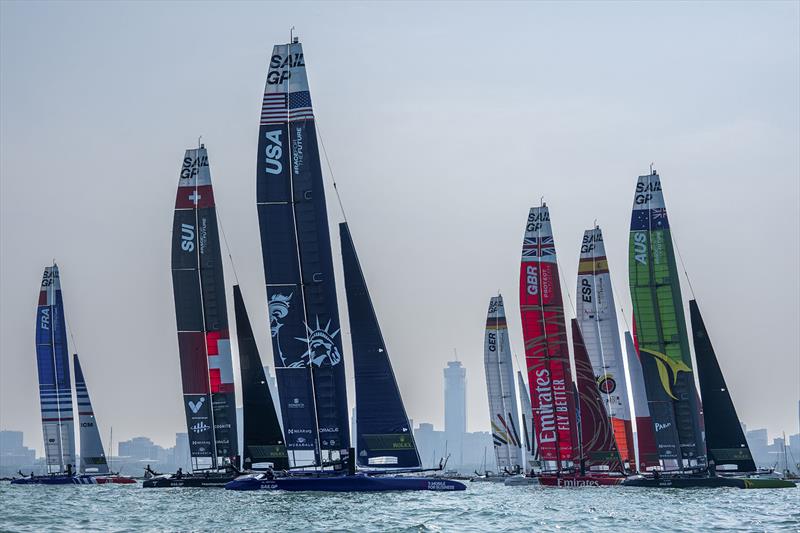 USA SailGP Team helmed by Jimmy Spithill sails amongst the fleet on Race Day 2 of the Rolex United States Sail Grand Prix | Chicago at Navy Pier, Season 4, in Chicago, Illinois, USA. 17th June - photo © Bob Martin for SailGP