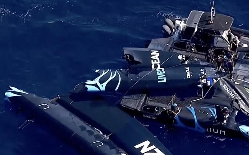 NZSailGP drops its 29metre wingsail after the finish of Race 3 - September 10, 2023 photo copyright SailGP taken at Royal New Zealand Yacht Squadron and featuring the F50 class
