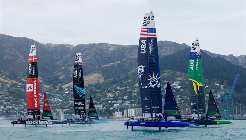 Australia SailGP Team USA SailGP Team and Denmark SailGP Team ahead of the ITM New Zealand Sail Grand Prix in Christchurch photo copyright Felix Diemer/SailGP taken at Naval Point Club Lyttelton and featuring the F50 class