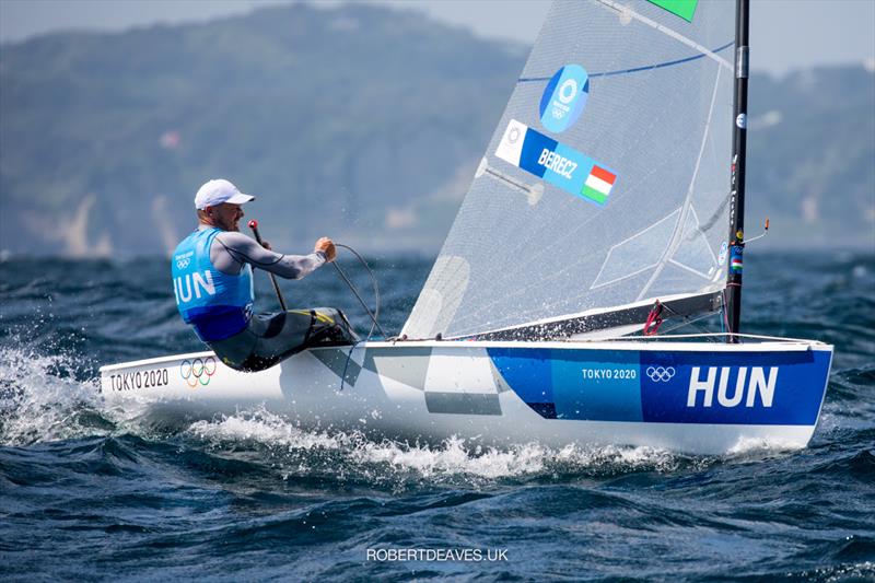 Zsombor Berecz, HUN at the Tokyo 2020 Olympic Sailing Competition photo copyright Robert Deaves / www.robertdeaves.uk taken at  and featuring the Finn class