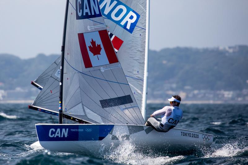 Tom Ramshaw, CAN at the Tokyo 2020 Olympic Sailing Competition photo copyright Robert Deaves / www.robertdeaves.uk taken at  and featuring the Finn class