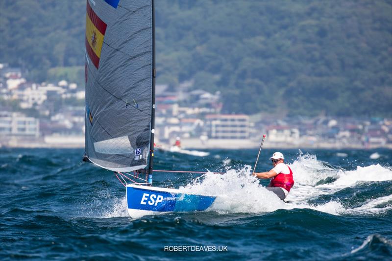 Joan Cardona, ESP at the Tokyo 2020 Olympic Sailing Competition photo copyright Robert Deaves / www.robertdeaves.uk taken at  and featuring the Finn class