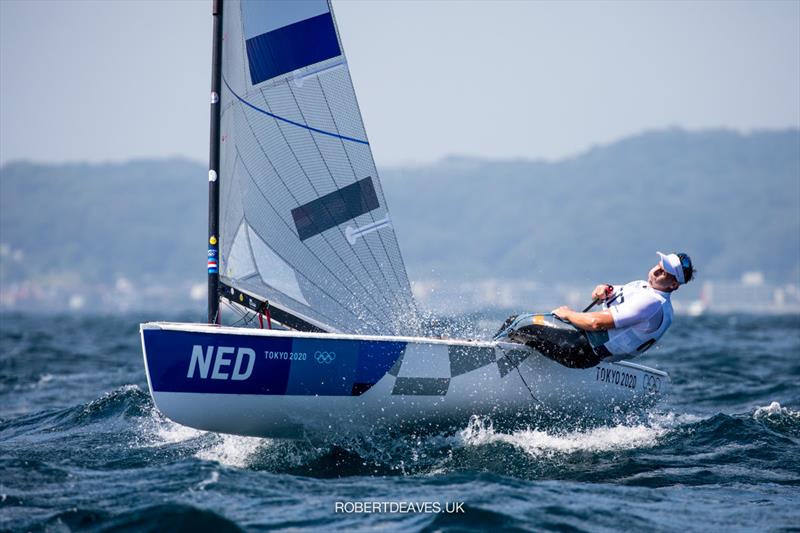 Nicholas Heiner, NED at the Tokyo 2020 Olympic Sailing Competition photo copyright Robert Deaves / www.robertdeaves.uk taken at  and featuring the Finn class