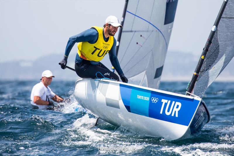 Alican Kaynar, TUR at the Tokyo 2020 Olympic Sailing Competition photo copyright Robert Deaves / www.robertdeaves.uk taken at  and featuring the Finn class