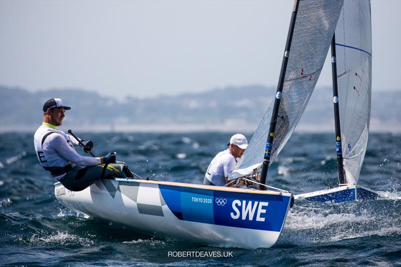 Max Salminen, SWE at the Tokyo 2020 Olympic Sailing Competition photo copyright Robert Deaves / www.robertdeaves.uk taken at  and featuring the Finn class