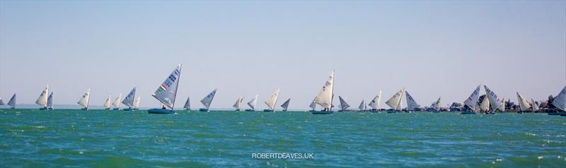 Race 3 on day 2 at the 2021 Finn European Masters photo copyright Robert Deaves / www.robertdeaves.uk taken at Tihanyi Hajós Egylet and featuring the Finn class