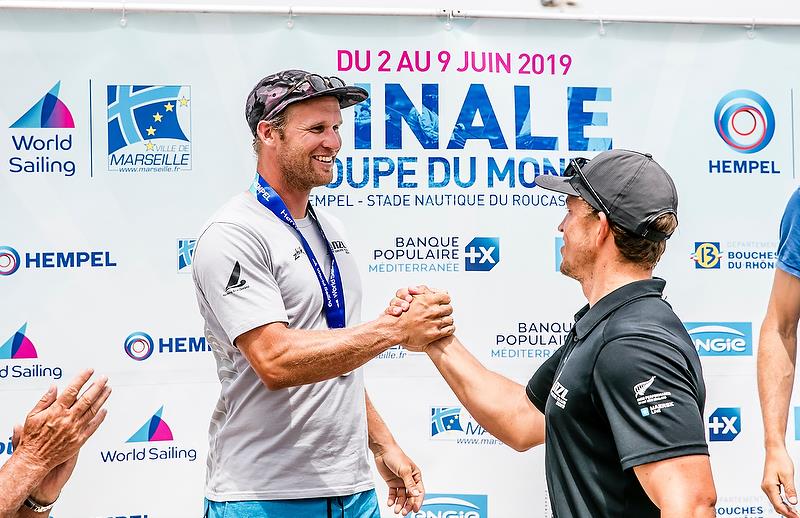 Josh Junior - Gold medalist and Andy Maloney - Silver medalist -  Finn class - Hempel Sailing World Cup Final - Marseille - June 2019 - photo © Sailing Energy