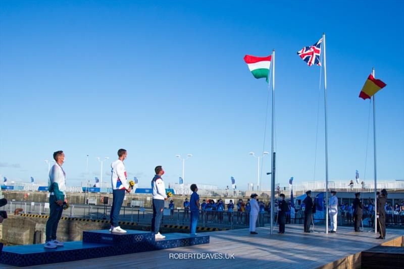 Flags raised - Tokyo 2020 Olympic Games photo copyright Robert Deaves taken at  and featuring the Finn class