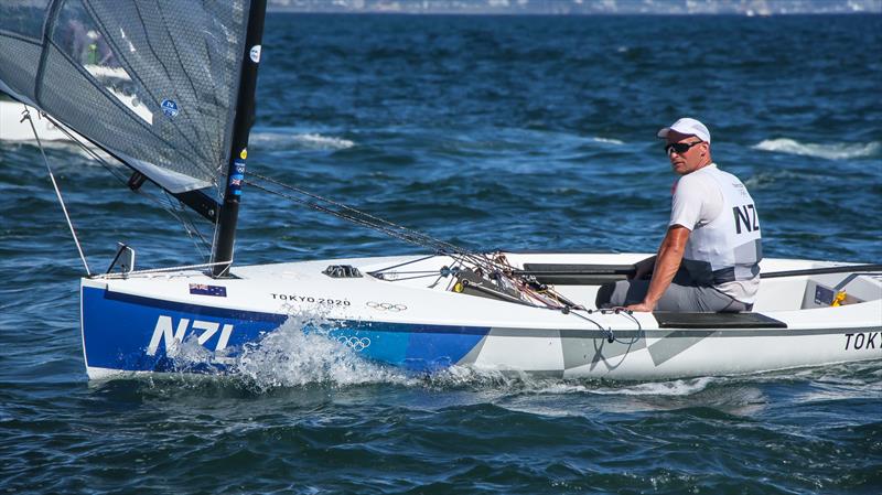 Josh Junior (NZL) - Finn - After the finish of the Medal Race - Tokyo2020 - Day 10- August 3, - Enoshima, Japan photo copyright Richard Gladwell - Sail-World.com/nz taken at  and featuring the Finn class