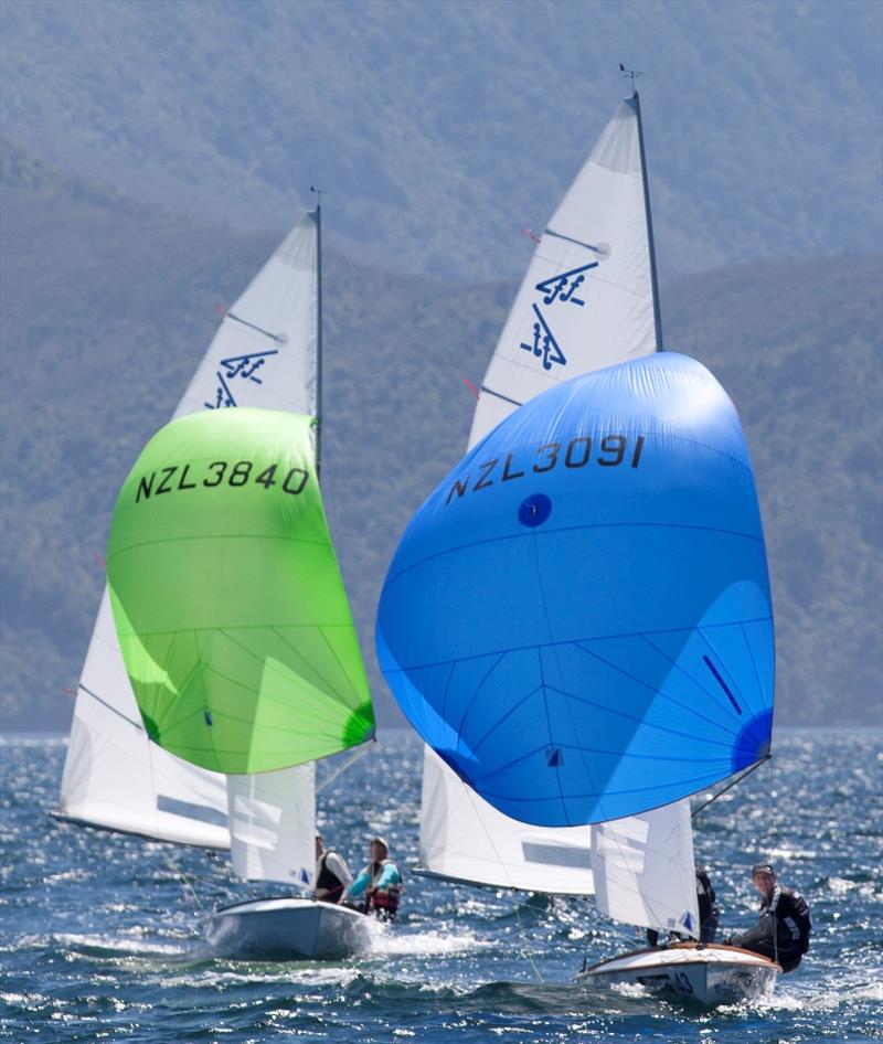 Flying Fifteens 1st place (sail number 3840) and 2nd place (sail number 3091) photo copyright Steve Hodren taken at Waikawa Boating Club and featuring the Flying Fifteen class