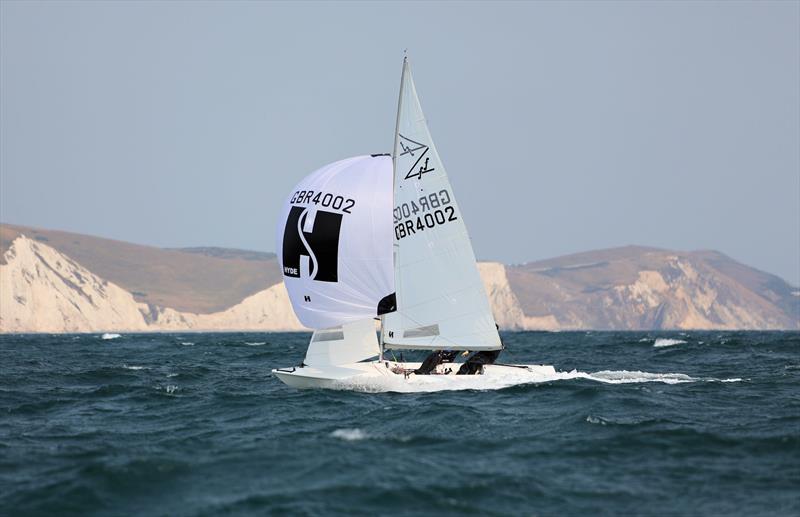 GBR 4002 downwind in Race 2 on day 1 of the 2025 Flying Fifteen Worlds at the WPNSA - photo © Mark Jardine