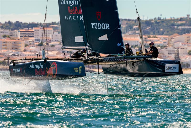 Alinghi Red Bull Racing seen during GC32 Racing Tour Cup in Lagos, Portugal on June 24, . Â photo copyright sailing Energy/Red Bull Content Pool taken at Yacht Club de Genève and featuring the GC32 class