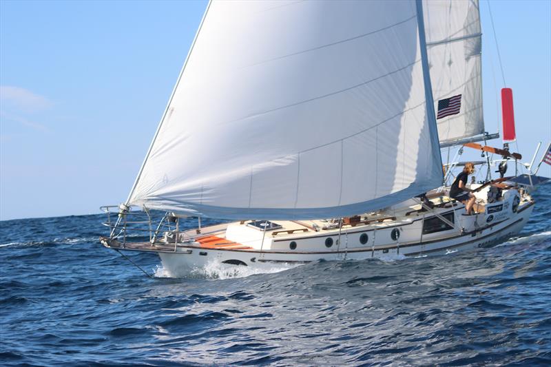 Elliot Smith (USA) at 27 is the youngest and least experienced in the fleet. He is challenged sorting toe rail leaks and damaged mast collar packing on his Gale Force 34, but is feeling good! photo copyright GGR2022 / Nora Havel taken at  and featuring the Golden Globe Race class