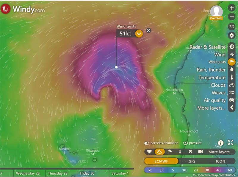 The WINDY weather prediction of the intense low blocking the GGR sailors at 1200UTC on the 24th Sept photo copyright Golden Globe Race taken at  and featuring the Golden Globe Race class