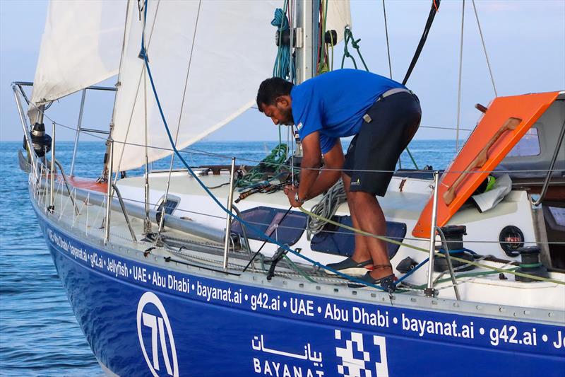 Abhilash Tomy had a fantastic run over the last two weeks, easing the sails for speed and moving from the east of the fleet to the west. A position that might cost him dearly in the coming days photo copyright Nora Havel / GGR2022 taken at  and featuring the Golden Globe Race class