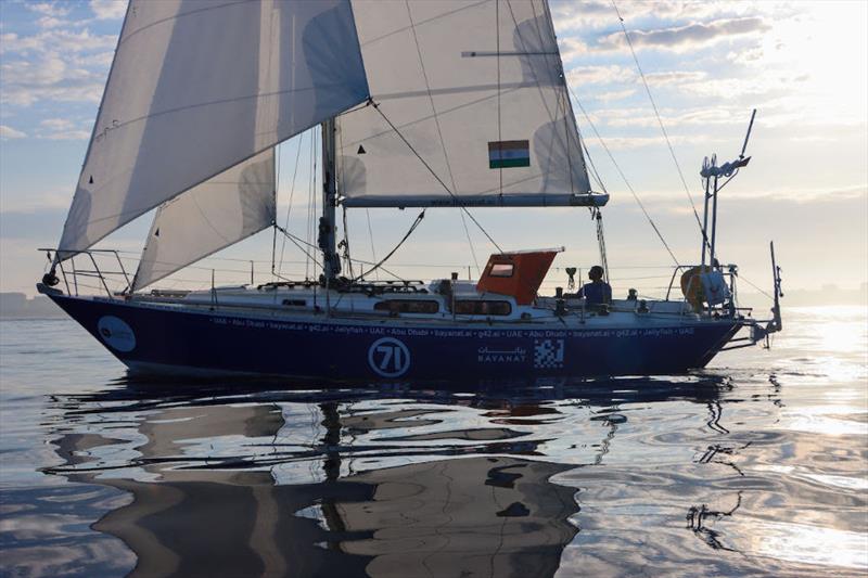 Abhilash has no repairs left on his list, plenty of water, warm weather and some wind. Can you really ask for more? photo copyright GGR / Nora Havel  taken at  and featuring the Golden Globe Race class