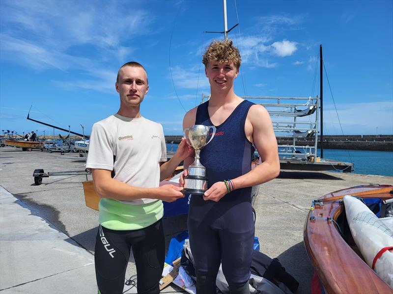 Sam and Josh win the Race 4 Rush Trophy at the GP14 Leinster Championships photo copyright Andy Johnston taken at Royal Irish Yacht Club and featuring the GP14 class
