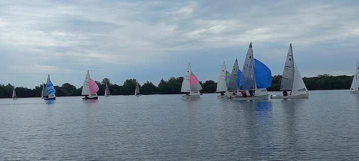 Close racing at the South Cerney GP14 Open photo copyright Vernon Perkins taken at  and featuring the GP14 class