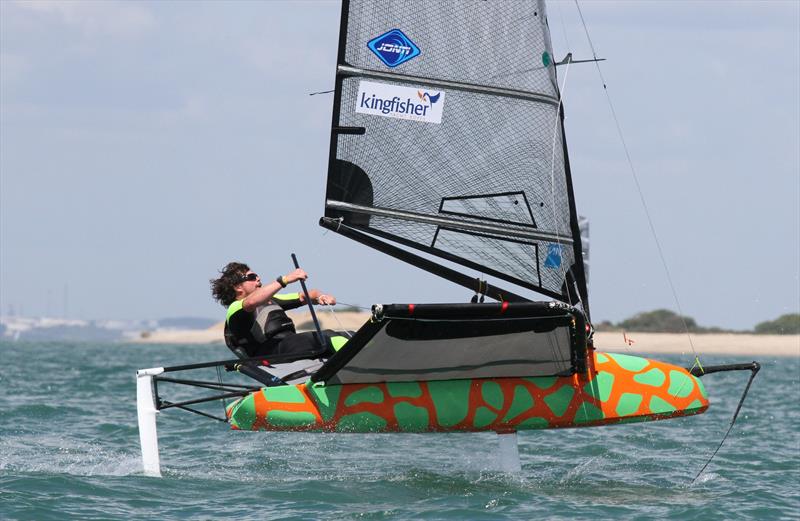 James Sainsbury on day 3 of the International Moth UK Nationals at Stokes Bay photo copyright Mark Jardine taken at Stokes Bay Sailing Club and featuring the International Moth class