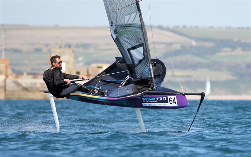 James Sainsbury sailing Valkyrie photo copyright Mark Jardine taken at Castle Cove Sailing Club and featuring the International Moth class