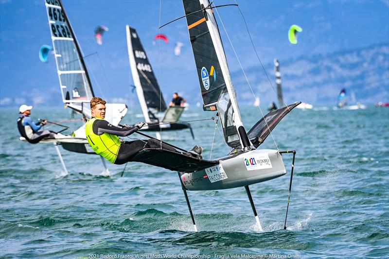 Tom Slingsby on day 3 of the International Moth Worlds 2021 photo copyright Martina Orsini taken at Fraglia Vela Malcesine and featuring the International Moth class