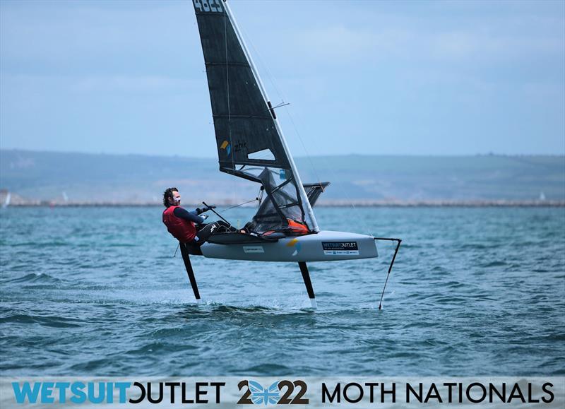 Brad Funk on Day 4 of the 2022 Wetsuit Outlet UK Moth Class Nationals at the WPNSA photo copyright Mark Jardine / IMCA UK taken at Weymouth & Portland Sailing Academy and featuring the International Moth class