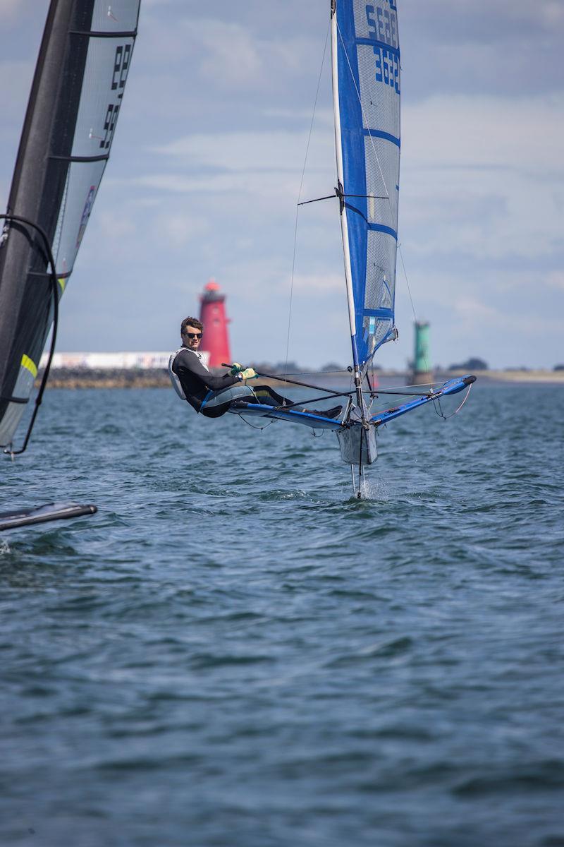 Jim Devlin in a Mach 2 during the 2022 Irish Moth Nationals at Dun Laoghaire photo copyright Sean Hannon  / @sean_hannon1  taken at Royal St George Yacht Club and featuring the International Moth class