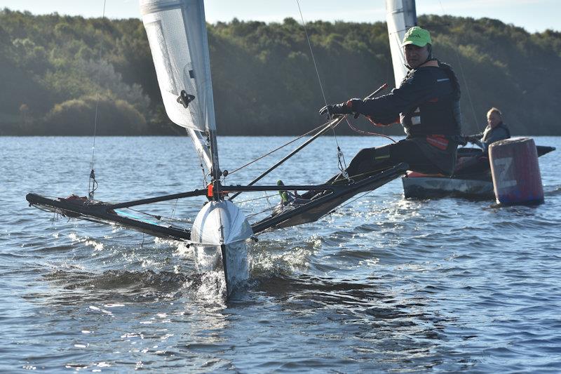 Paul Hignett sailing a Hungry Tiger design of lowrider Moth photo copyright Dougal Henshall taken at  and featuring the International Moth class