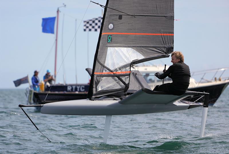 GBR 490 Alex Adams crosses the Race 5 finish line on Wetsuit Outlet International Moth UK Championship Day 2 - photo © Mark Jardine