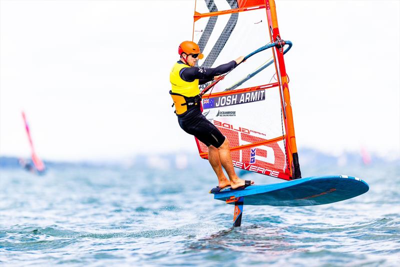 Josh Armit iQFoil - Day 3 Oceanbridge NZL Sailing Regatta - Torbay Sailing Club - February 26, 2023 photo copyright Adam Mustill Photography taken at Torbay Sailing Club and featuring the iQFoil class