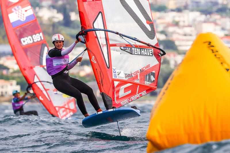 Veerle ten Have (NZL) - Day 2 - iQFOiL Europeans in Patras, Greece, May 2023 photo copyright Sailing Energy taken at  and featuring the iQFoil class