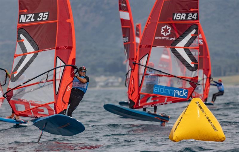 Eli Liefting (NZL) - Day 5 - iQFOiL Europeans in Patras, Greece, May 2023 photo copyright Sailing Energy taken at  and featuring the iQFoil class