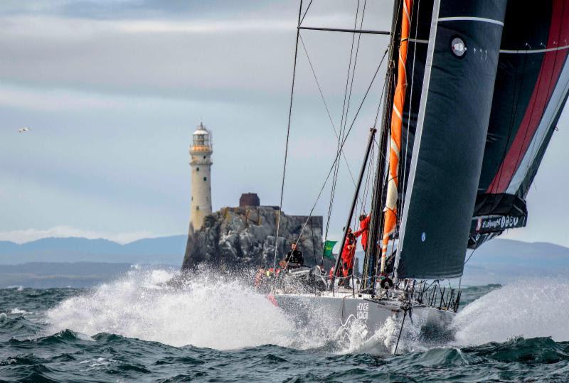 SHK Scallywag, Seng Huang Lee's Maxi Dovell rounding the Rock in the early hours of the morning - 2019 Rolex Fastnet Race photo copyright Rolex / Kurt Arrig taken at Royal Ocean Racing Club and featuring the IRC class