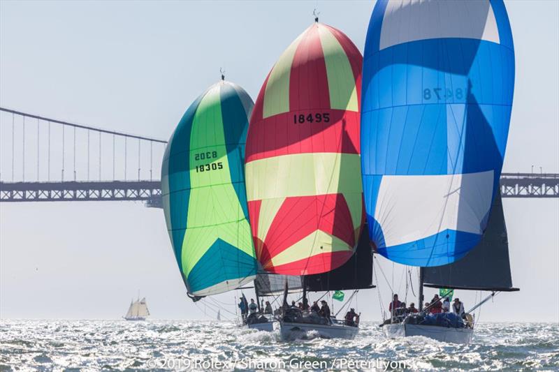 Express 37s found enough wind to fill their chutes - 2019 Rolex Big Boat Series - photo © Rolex / Sharon Green