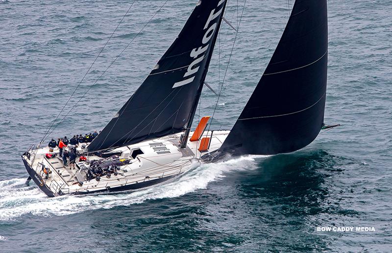 Posing along on a beam reach with InfoTrack - CYCA Bird Island Race - photo © Bow Caddy Media