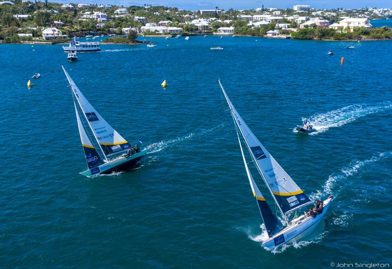 International One-Design sloops race upwind on Hamilton Harbour during the 2019 Bermuda Gold Cup photo copyright John Singleton taken at Royal Bermuda Yacht Club and featuring the IRC class