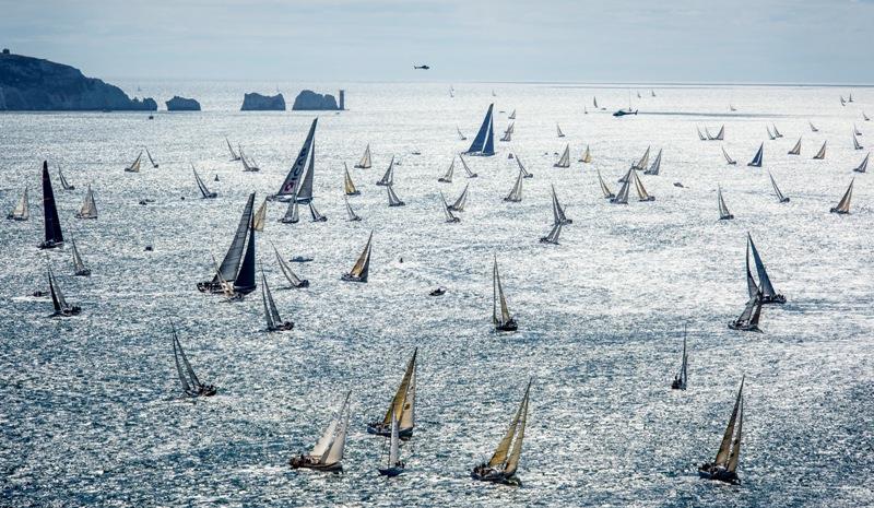 Always a spectacular sight as hundreds of yachts of all sizes head out of the Solent after the start in Cowes, UK photo copyright Kurt Arrigo / Rolex taken at Royal Ocean Racing Club and featuring the IRC class