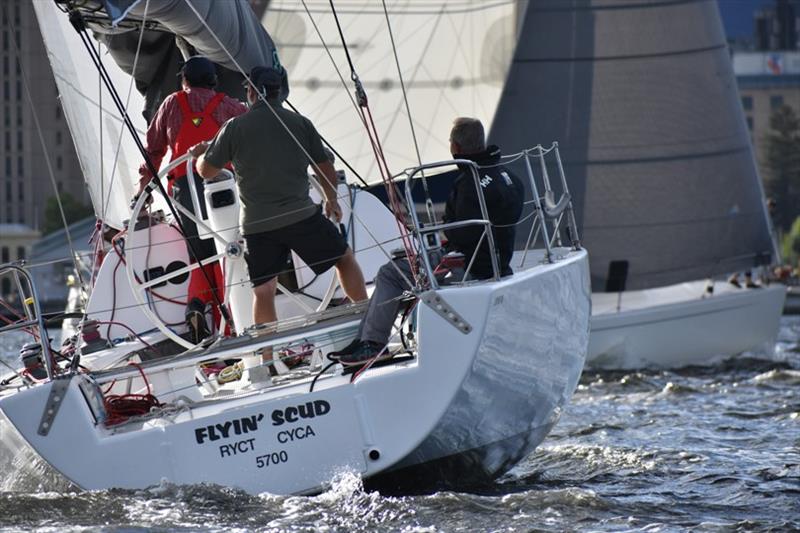 Flyin Scud (Adam Goode) on the River Derwent - TasPorts Launceston to Hobart Yacht Race 2019 photo copyright Jane Austin taken at Derwent Sailing Squadron and featuring the IRC class