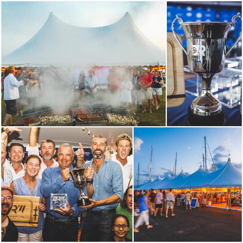 Clockwise from upper left: Coastal New England Dinner presented by Wheels Up, Safe Harbor Race Weekend Superyacht Trophy, “Talk of the Town” Crew Party presented by Oyster Yachts, Perseus 3 crew receiving Superyacht Class trophies photo copyright Safe Harbor / Gately Williams taken at  and featuring the IRC class