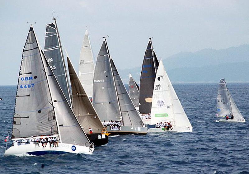Kings Cup 2019 IRC2 start; Kata Rocks in the foreground, and the author's team to the far right. - photo © Guy Nowell / Phuket King's Cup