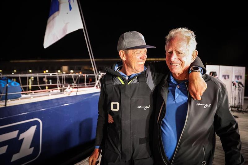 Black Jack Skipper Mark Bradford (left) with Owner Peter Harburg after the hard-fought victory - Rolex Sydney Hobart Yacht Race - photo © Salty Dingo