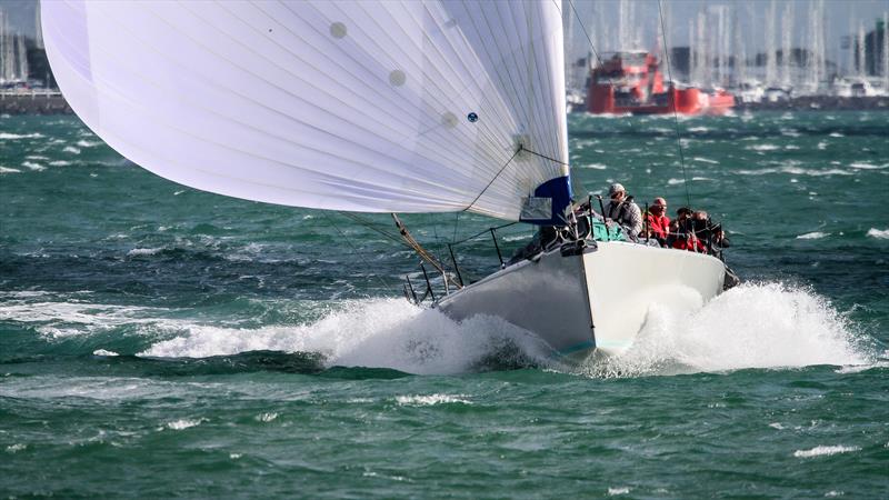 Mayhem emerges from the Waitemata Rapids and prepares to gybe - Doyle Sails RNZYS Winter Series - July 9, photo copyright Richard Gladwell / Sail-World.com / nz taken at Royal New Zealand Yacht Squadron and featuring the IRC class