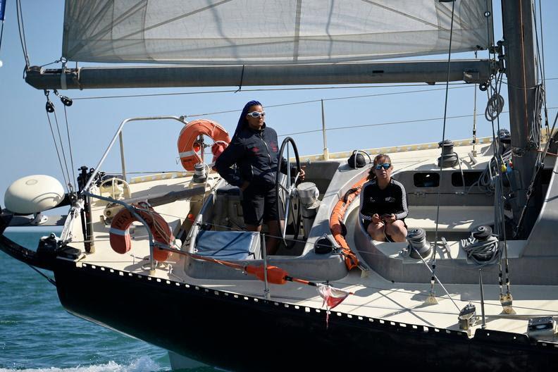 Marie Tabarly at the helm of Pen Duick VI with 12 on board including Vendee Globe skipper Alexia Barrier during the Sevenstar Round Britain & Ireland Race photo copyright Rick Tomlinson / RORC taken at Royal Ocean Racing Club and featuring the IRC class