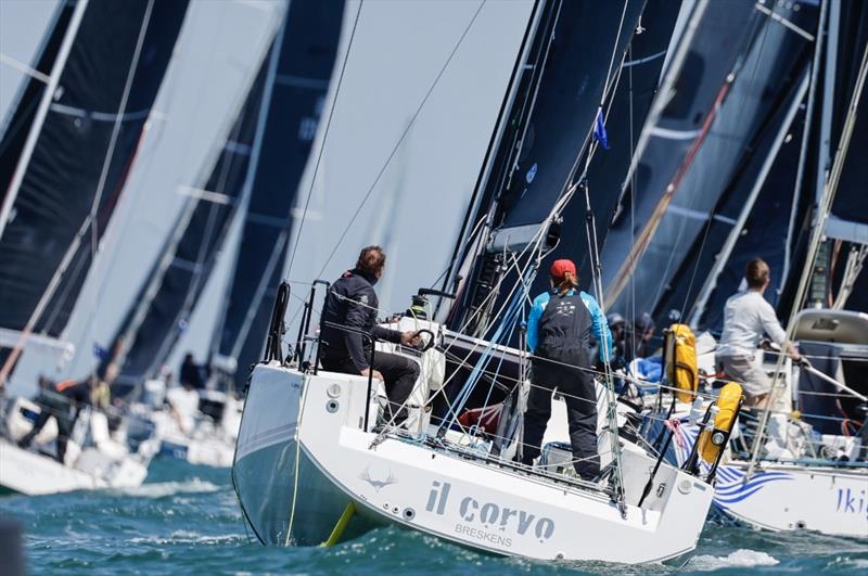 Astrid de Vin at the helm of her JPK 10.30 Il Corvo - competing in the De Guingand Bowl race photo copyright Paul Wyeth / pwpictures.com taken at Royal Ocean Racing Club and featuring the IRC class